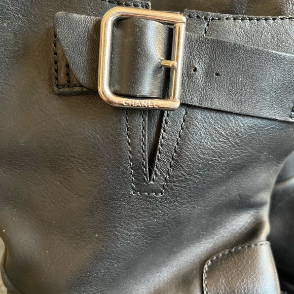 Chanel Interlocking CC Logo Black Leather Moto Boots - Picture 3 of 11